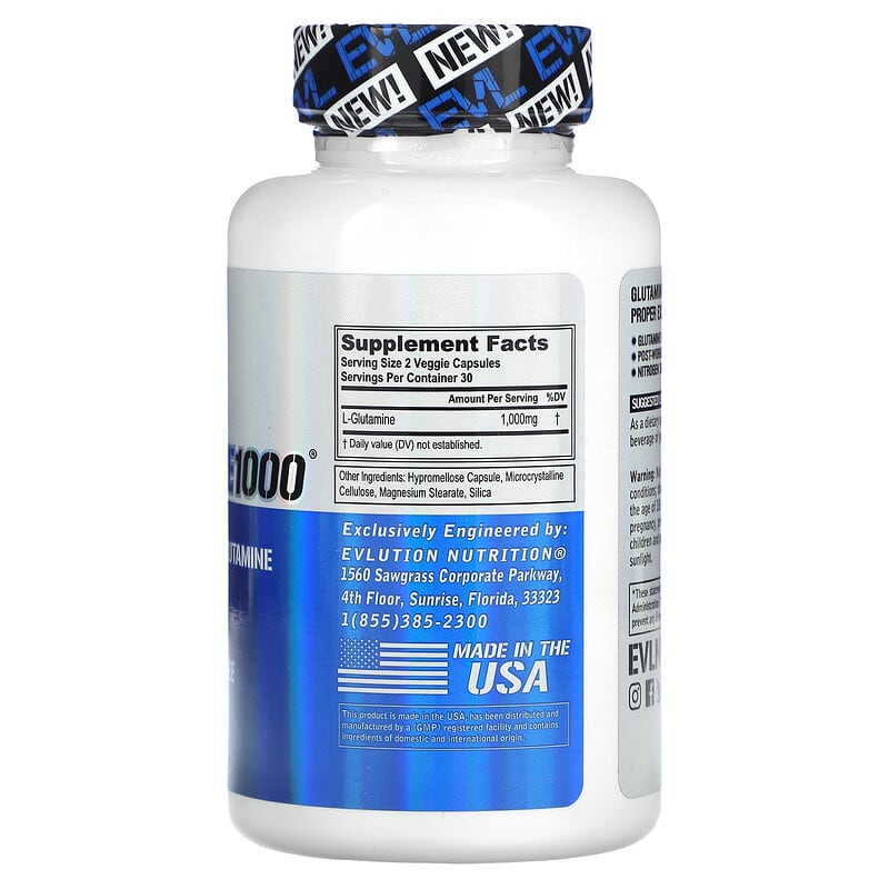 EVLution Nutrition Glutamine 1000 60 Veggie Capsules 2 Thành phần vi chất của EVLution Nutrition Glutamine 1000 60 Veggie Capsules 818901028012