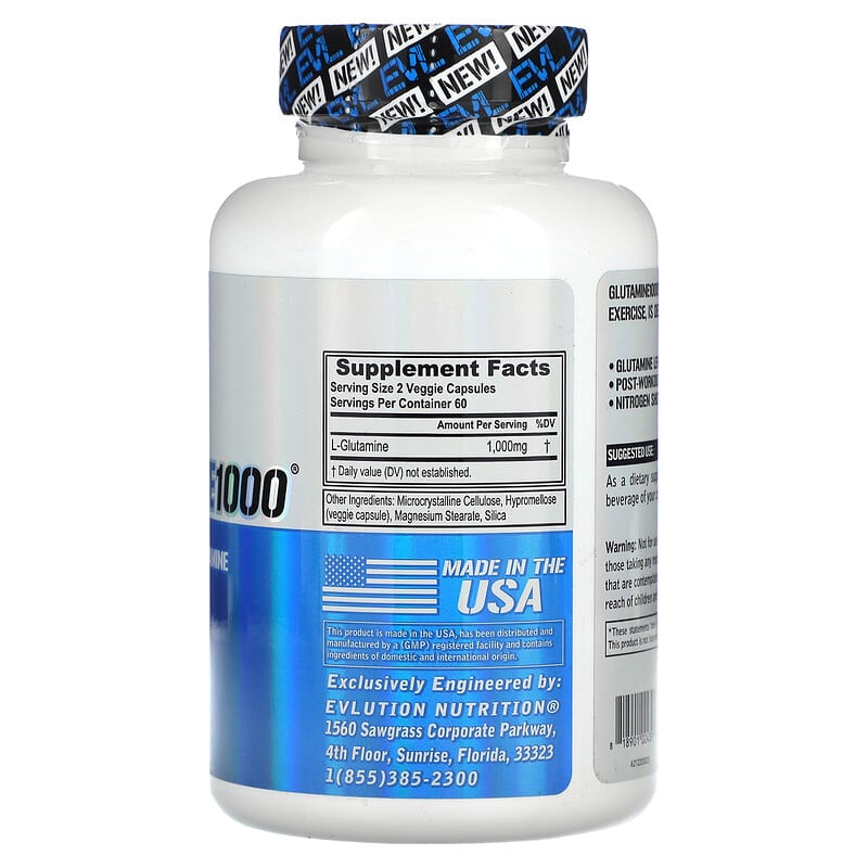 EVLution Nutrition Glutamine1000 120 Veggie Capsules 2 Thành phần vi chất của EVLution Nutrition Glutamine1000 120 Veggie Capsules 818901024397