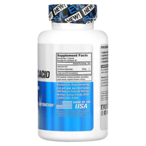 Thành phần vi chất của EVLution Nutrition Hyaluronic Acid 200 mg 30 Veggie Capsules 818901028128