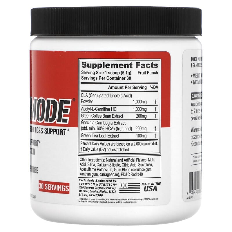 EVLution Nutrition LeanMode Stimulant Free Weight Loss Support Fruit Punch 5.40 oz (153 g) 2 Thành phần vi chất của EVLution Nutrition LeanMode Stimulant Free Weight Loss Support Fruit Punch 5.40 oz (153 g) 685450088039