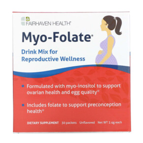 Thực phẩm chức năng Fairhaven Health Myo-Folate Drink Mix for Reproductive Wellness Unflavored 30 Packets 2.4 g Each 896593002251