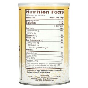 Thành phần vi chất của Fearn Natural Foods Lecithin Granules 16 oz (454 g) 041178400308