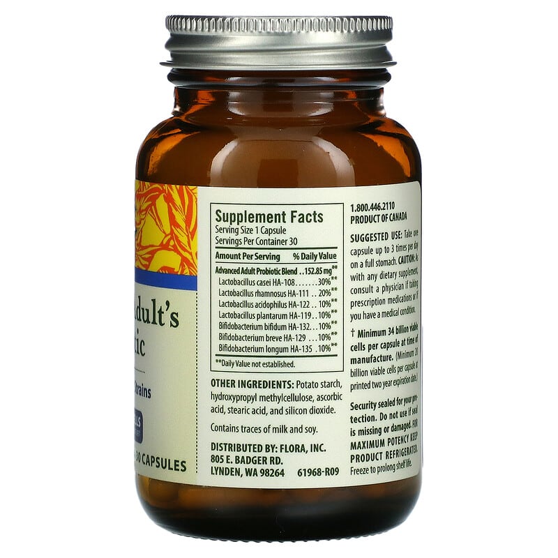 Flora Advanced Adult's Probiotic 34 Billion Cells 30 Capsules 2 Thành phần vi chất của Flora Advanced Adult's Probiotic 34 Billion Cells 30 Capsules 061998619681