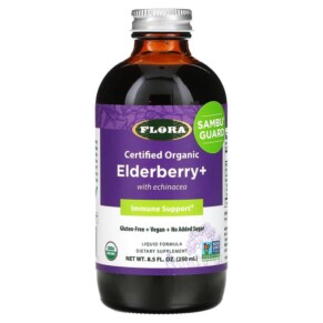 Thực phẩm chức năng Flora Certified Organic Elderberry+ with Echinacea Immune Support 8.5 fl oz (250 ml) 061998628041