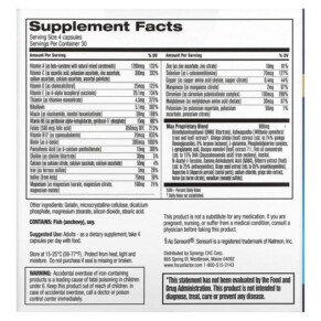 Thành phần vi chất của Focus Factor Max Strength 120 Capsules 811909033675
