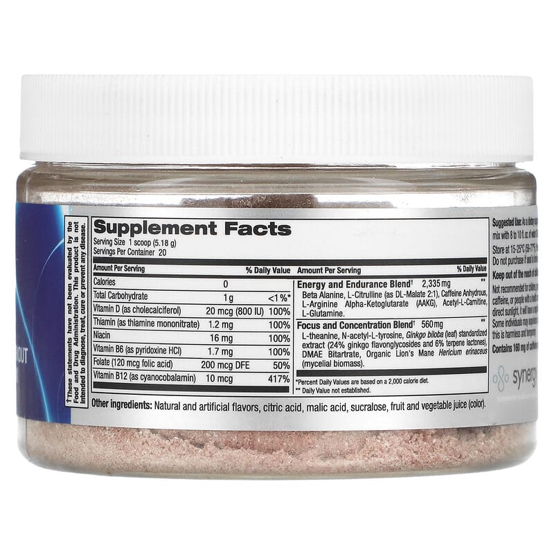 Focus Factor Sports Nootropic Pre-workout Drink Mix Fruit Punch 3.65 oz (103.6 g) 2 Thành phần vi chất của Focus Factor Sports Nootropic Pre-workout Drink Mix Fruit Punch 3.65 oz (103.6 g) 811909033699