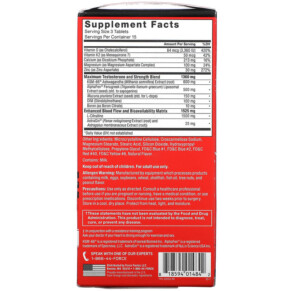 Thành phần vi chất của Force Factor Alpha King Supreme Elite Testosterone Booster 45 Tablets 818594014842