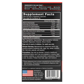 Thành phần vi chất của Force Factor Deer Antler Velvet (IGF-1) 60 Capsules 818594016839