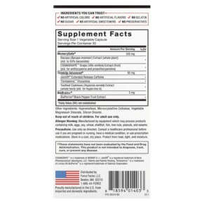 Thành phần vi chất của Force Factor Forebrain 30 Capsules 818594014033