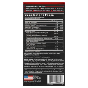 Thành phần vi chất của Force Factor Forebrain Focus 60 Vegetable Capsules 818594018628