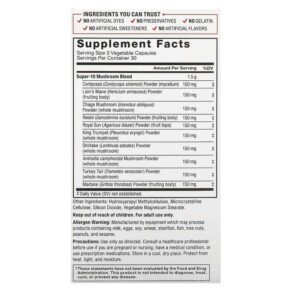 Thành phần vi chất của Force Factor Modern Mushrooms 90 Vegetable Capsules 818594019526
