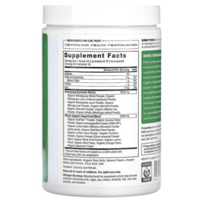 Thành phần vi chất của Force Factor Organics Greens Superfood Powder Fresh Apple 11.1 oz (316 g) 818594018963