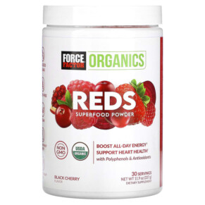 Thực phẩm chức năng Force Factor Organics Reds Superfood Powder Black Cherry 11.9 oz (337 g) 818594018970