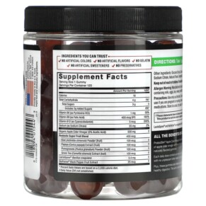 Thành phần vi chất của Force Factor ProbioSlim Apple Cider Vinegar Gummies 120 Gummies 818594015443