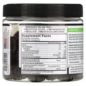 Thành phần vi chất của Force Factor ProbioSlim Kombucha Gummies Peach 60 Gummies 818594017225