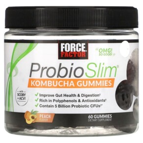 Thực phẩm chức năng Force Factor ProbioSlim Kombucha Gummies Peach 60 Gummies 818594017225