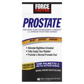 Thực phẩm chức năng Force Factor Prostate Natural Prostate Health Solution 60 Easy-To-Swallow Softgels 818594012411