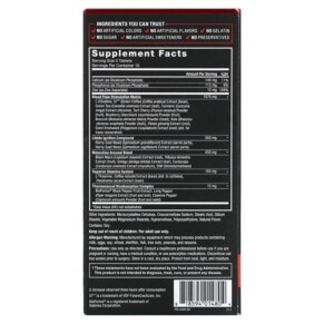 Thành phần vi chất của Force Factor SCORE! XXL Male Enhancement 30 Tablets 818594014804