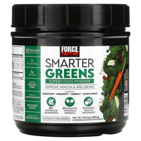 Thực phẩm chức năng Force Factor Smarter Greens Superfood Powder Unflavored 13.2 oz (374 g) 818594017096