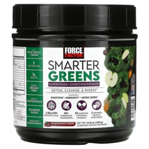 Thực phẩm chức năng Force Factor Smarter Greens Superfoods + Digestion Powder Pomegranate Berry 14.8 oz (419 g) 818594017119