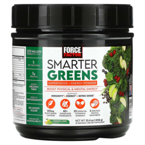 Thực phẩm chức năng Force Factor Smarter Greens Superfoods + Energy Powder Lemon-Lime 15.4 oz (436 g) 818594017102