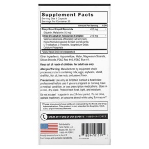 Thành phần vi chất của Force Factor Somnapure Time Release Melatonin 10 mg 30 Time-Release Capsules 818594015191