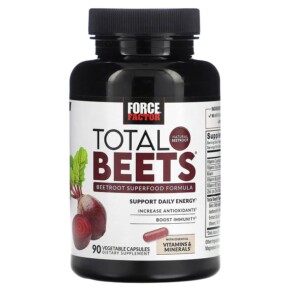 Thực phẩm chức năng Force Factor Total Beets Beetroot Superfood Formula 90 Vegetable Capsules 818594019946