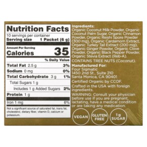 Thành phần vi chất của Four Sigmatic Chai Latte Mix with Reishi Mushrooms 10 Packets 0.21 oz (6 g) Each 816897020829