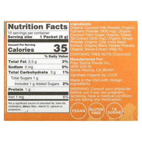 Thành phần vi chất của Four Sigmatic Golden Latte Mix with Turkey Tail 10 Packets 0.21 oz (6 g) Each (Discontinued Item) 816897020782