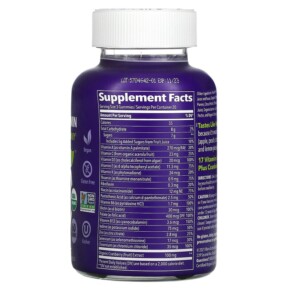 Thành phần vi chất của Fruily Organic Women's Multivitamin With Cranberry Extract Mixed Fruit 60 Gummies 850019556148