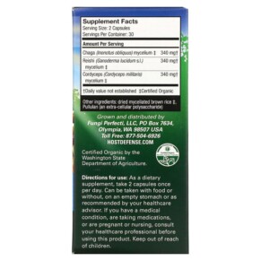 Thành phần vi chất của Fungi Perfecti Host Defense Host Defense Mushrooms Breathe Healthy Respiratory Support 60 Vegetarian Capsules 633422038520