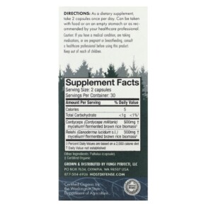 Thành phần vi chất của Fungi Perfecti Host Defense Host Defense Mushrooms Cordychi Supports Stress & Fatigue Reduction 60 Vegetarian Capsules 633422037424