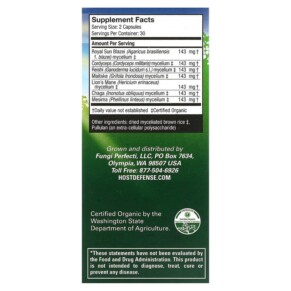 Thành phần vi chất của Fungi Perfecti Host Defense Host Defense Mushrooms Stamets 7 Daily Immune Support 60 Vegetarian Capsules 633422037028
