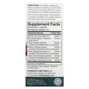 Thành phần vi chất của Fungi Perfecti Host Defense MycoBotanicals Liver 60 Capsules 633422038827