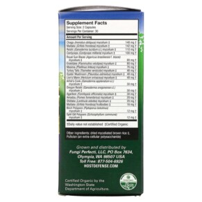 Thành phần vi chất của Fungi Perfecti Host Defense MyCommunity A 17 Species Multi Mushroom Complex 60 Vegetarian Capsules 633422038124