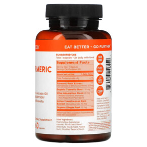 Thành phần vi chất của Further Food Premium Curcumin Turmeric Maximum Strength 500 mg 60 Capsules 850006249152