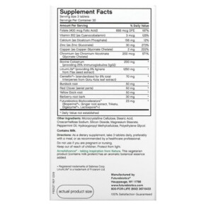 Thành phần vi chất của Futurebiotics Acne Advance with Colostrum 90 Vegetarian Tablets 049479025275