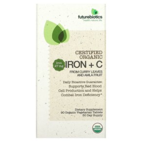 Thực phẩm chức năng Futurebiotics Certified Organic Iron + C 90 Organic Vegetarian Tablets 049479035212
