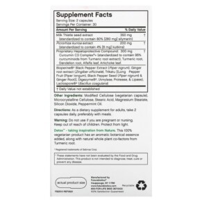 Thành phần vi chất của Futurebiotics Detox Daily Liver Support 60 Vegetarian Capsules 049479025107