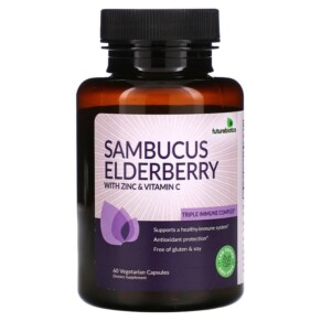Thực phẩm chức năng Futurebiotics Sambucus Elderberry with Zinc & Vitamin C 60 Vegetarian Capsules 049479501007