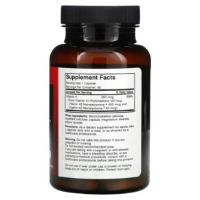 Thành phần vi chất của Futurebiotics Vitamin K Triple Play 60 Capsules 049479006366