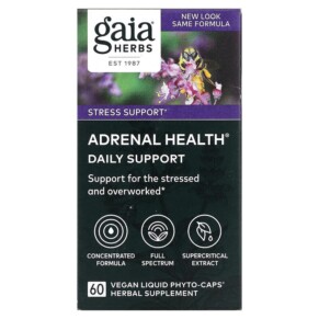Thực phẩm chức năng Gaia Herbs Adrenal Health Daily Support 60 Vegan Liquid Phyto-Caps 751063403009