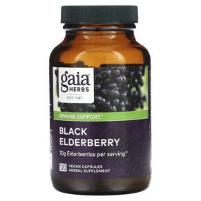 Thực phẩm chức năng Gaia Herbs Black Elderberry 120 Vegan Capsules 751063150613