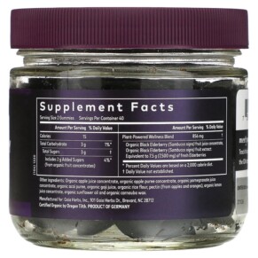 Thành phần vi chất của Gaia Herbs Black Elderberry Immune Support Adult Daily Gummies 80 Vegan Gummies 751063151504