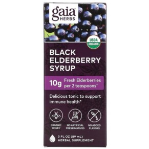 Thực phẩm chức năng Gaia Herbs Black Elderberry Syrup 3 fl oz (89 ml) 751063151900
