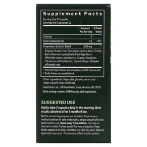 Thành phần vi chất của Gaia Herbs Fertility Support for Women 60 Vegan Liquid Phyto-Caps 751063150880