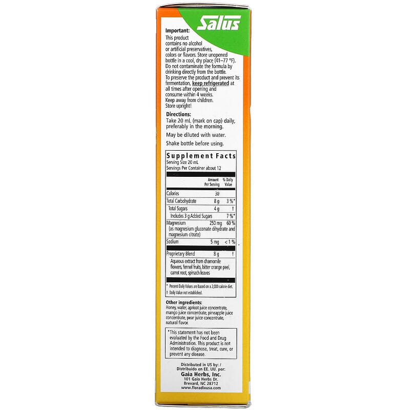 Gaia Herbs Floradix Magnesium Liquid Herbal and Mineral Supplement 8.5 fl oz (250 ml) 2 Thành phần vi chất của Gaia Herbs Floradix Magnesium Liquid Herbal and Mineral Supplement 8.5 fl oz (250 ml) 850026260076