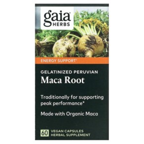 Thực phẩm chức năng Gaia Herbs Gelatinized Peruvian Maca Root 60 Vegan Capsules 751063997539