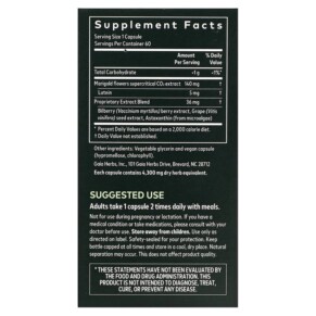 Thành phần vi chất của Gaia Herbs Healthy Vision 60 Vegan Liquid Phyto-Caps 751063399708