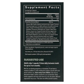 Thành phần vi chất của Gaia Herbs Liver Cleanse 60 Vegan Liquid Phyto-Caps 751063146029